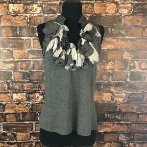 One September grey sleeveless top with silk trim